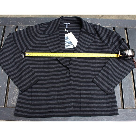 New w/Tags - Eileen Fisher Notch Collar Striped Blazer -100% Merino Interlock, M - Picture 8 of 11